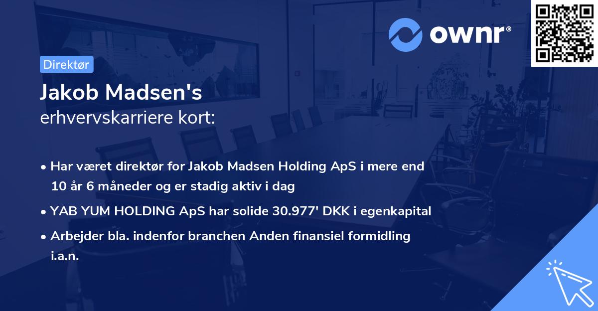 Jakob Madsen's erhvervskarriere kort