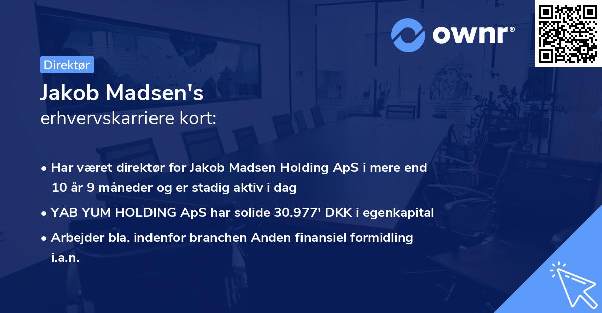 Jakob Madsen's erhvervskarriere kort
