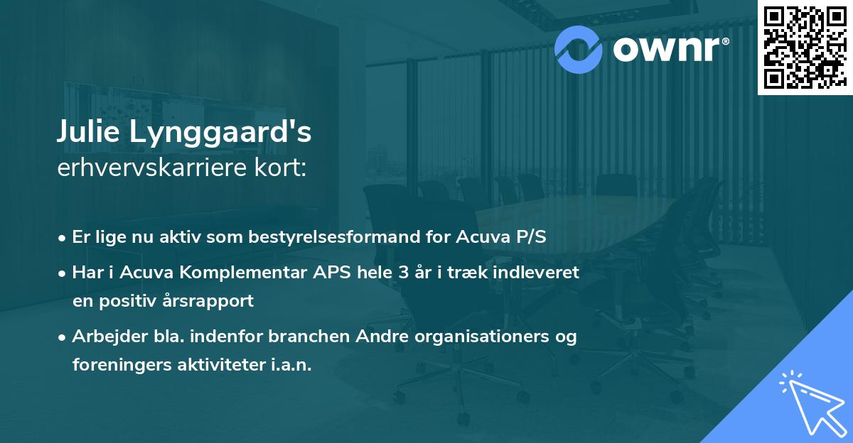 Julie Lynggaard's erhvervskarriere kort