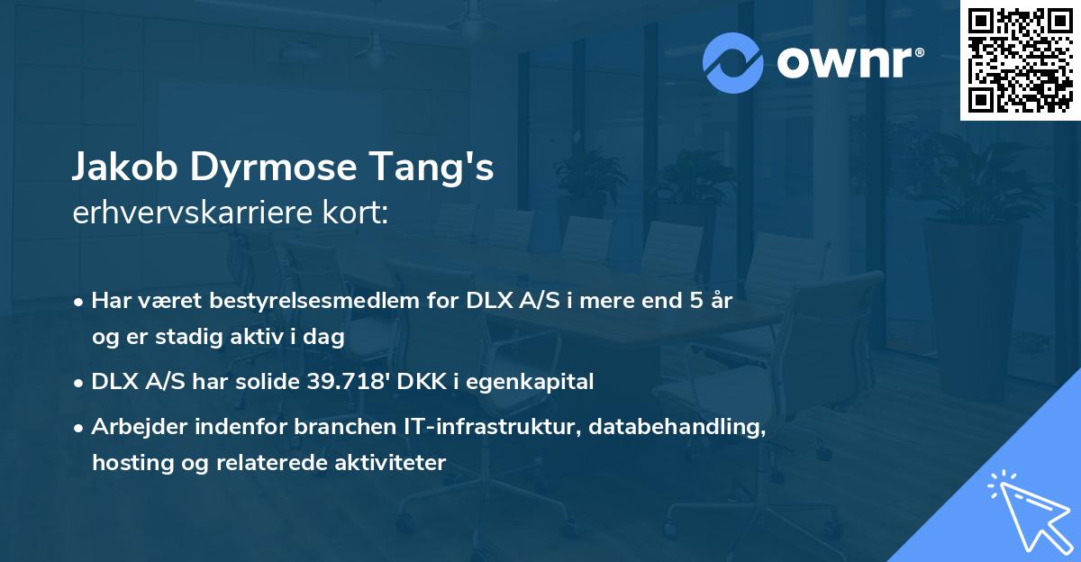 Jakob Dyrmose Tang's erhvervskarriere kort