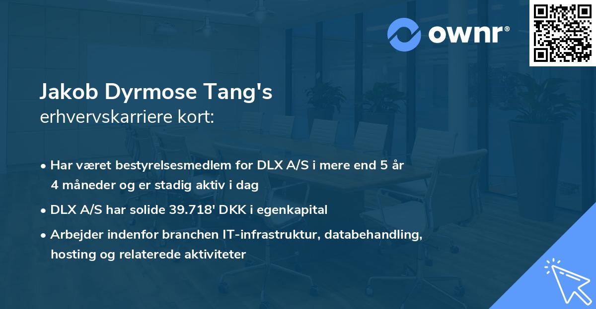 Jakob Dyrmose Tang's erhvervskarriere kort