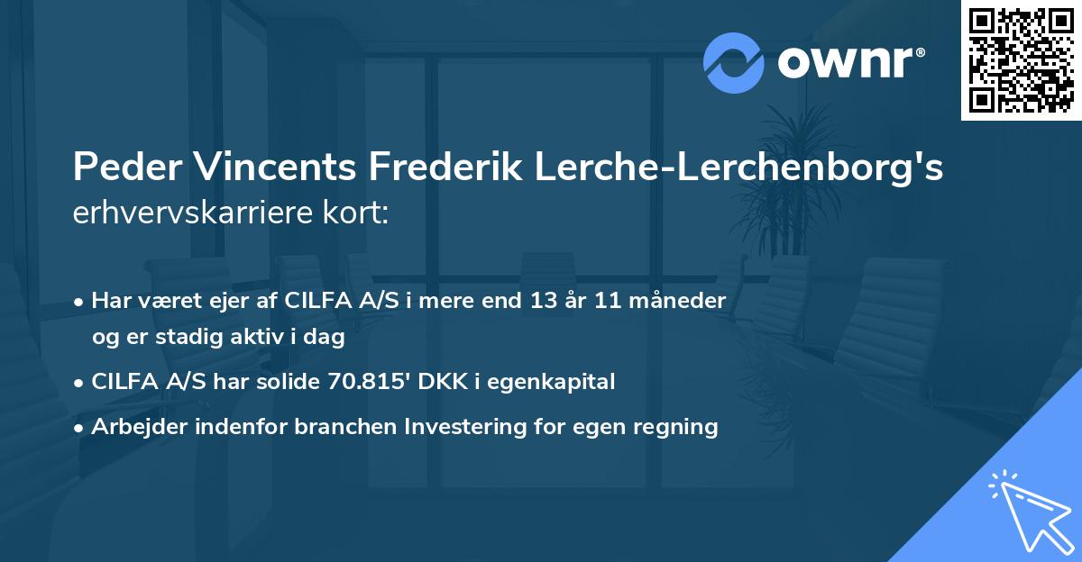 Peder Vincents Frederik Lerche-Lerchenborg's erhvervskarriere kort