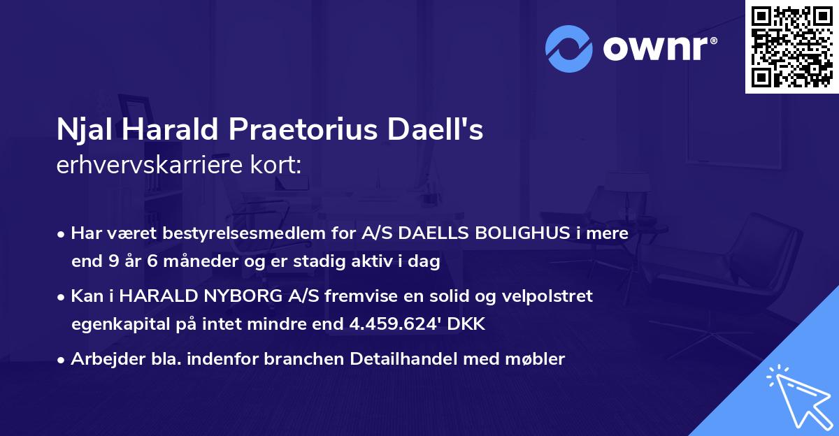 Njal Harald Praetorius Daell's erhvervskarriere kort