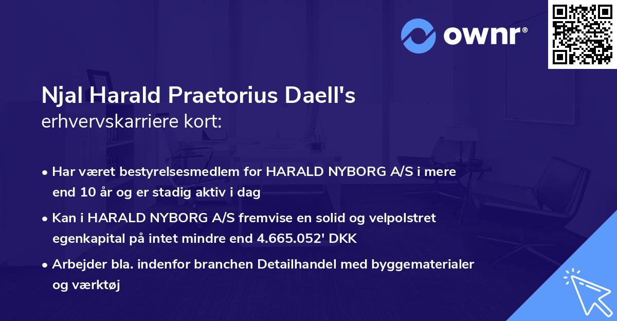 Njal Harald Praetorius Daell's erhvervskarriere kort