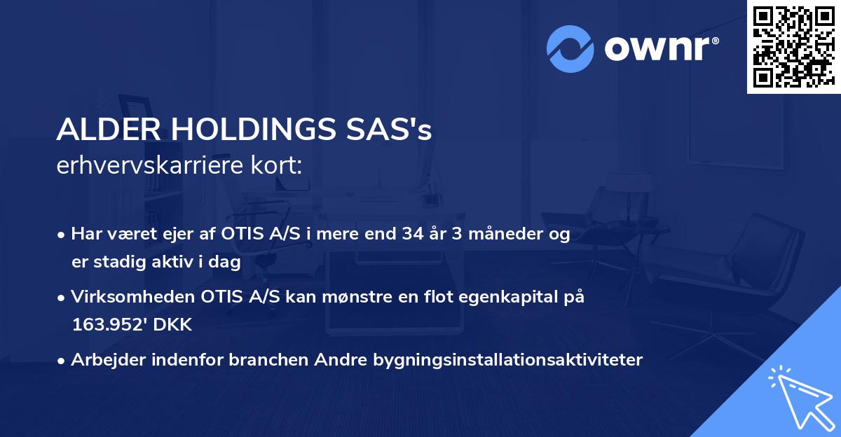 ALDER HOLDINGS SAS's erhvervskarriere kort