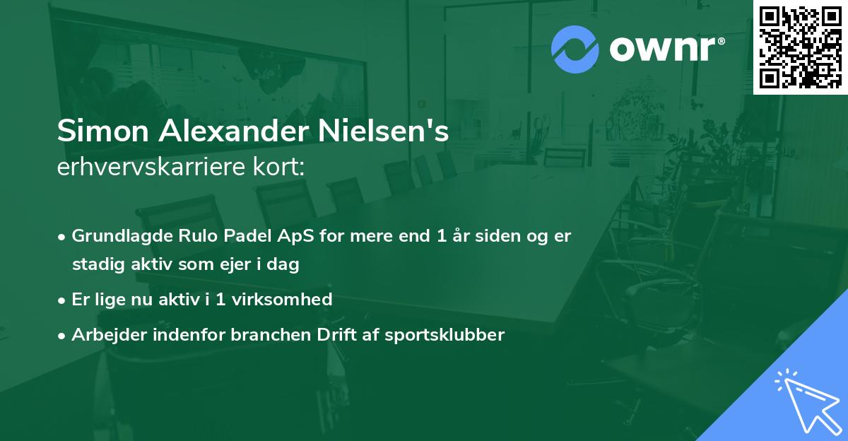 Simon Alexander Nielsen's erhvervskarriere kort