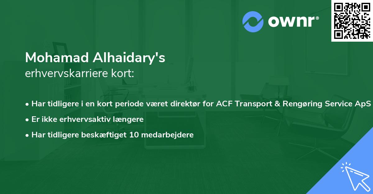 Mohamad Alhaidary's erhvervskarriere kort