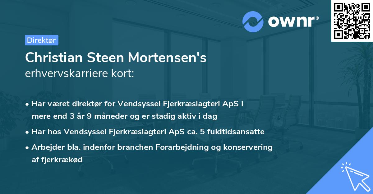 Christian Steen Mortensen's erhvervskarriere kort