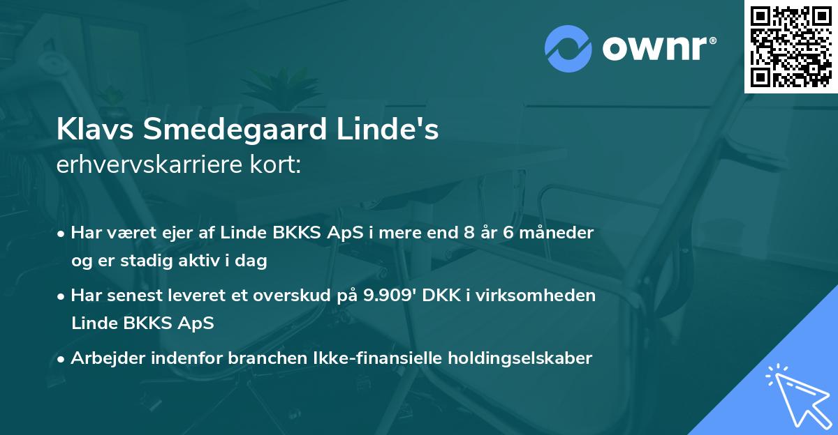 Klavs Smedegaard Linde's erhvervskarriere kort