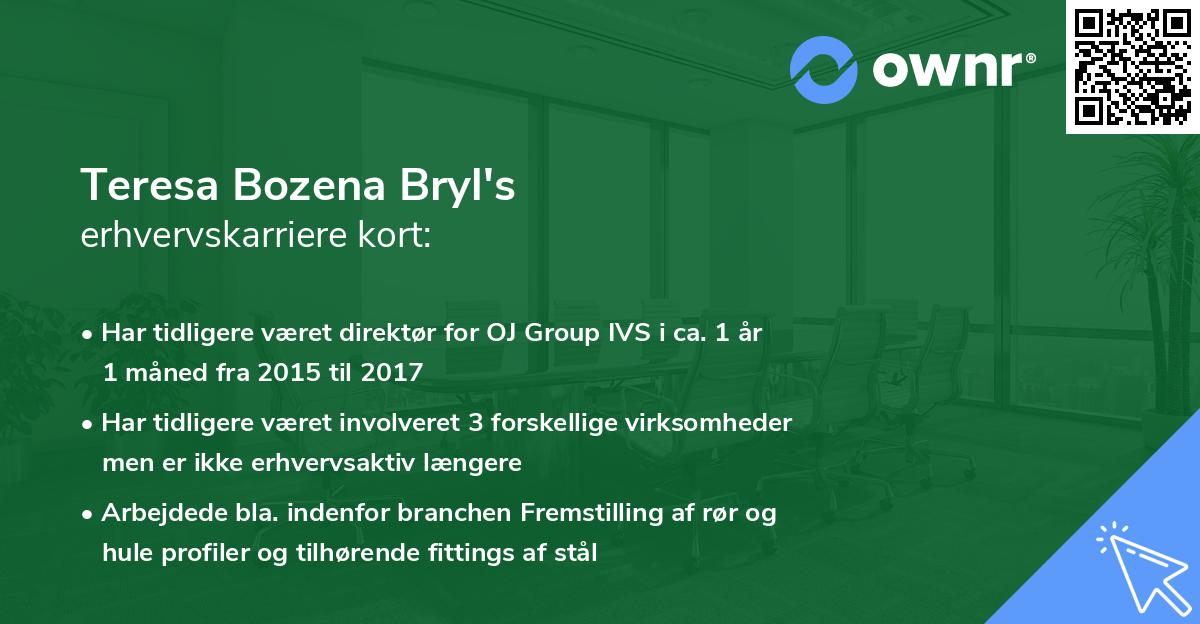 Teresa Bozena Bryl's erhvervskarriere kort