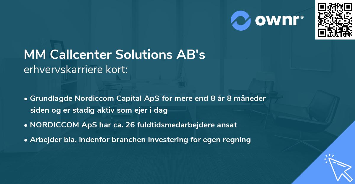 MM Callcenter Solutions AB's erhvervskarriere kort