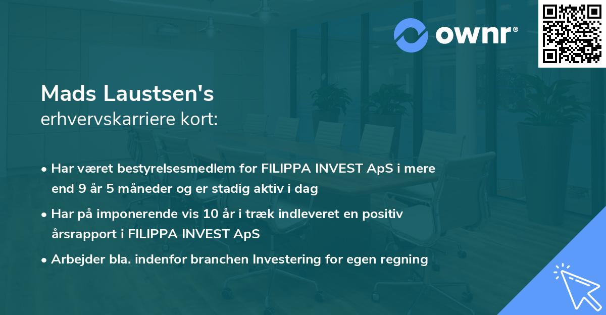 Mads Laustsen's erhvervskarriere kort