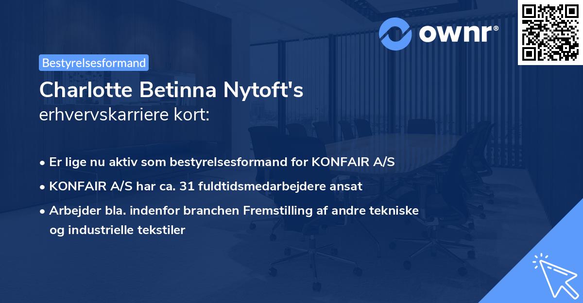 Charlotte Betinna Nytoft's erhvervskarriere kort