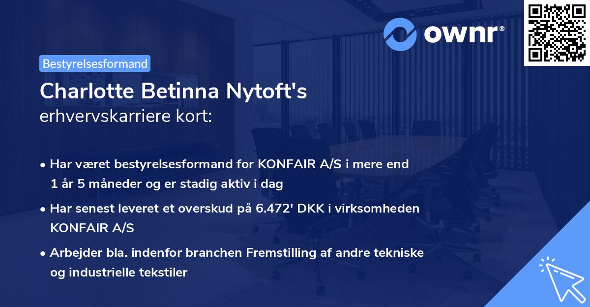 Charlotte Betinna Nytoft's erhvervskarriere kort