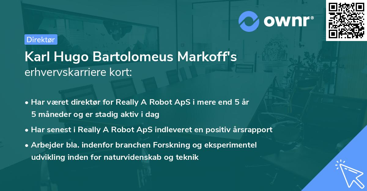 Karl Hugo Bartolomeus Markoff's erhvervskarriere kort