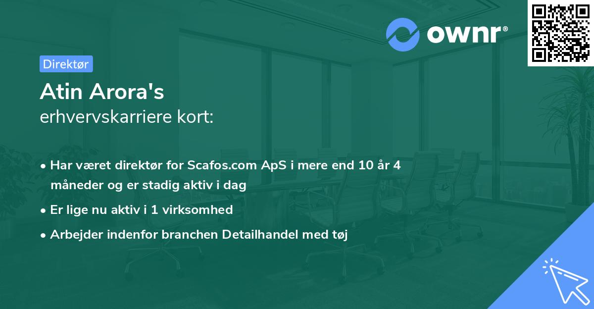 Atin Arora's erhvervskarriere kort