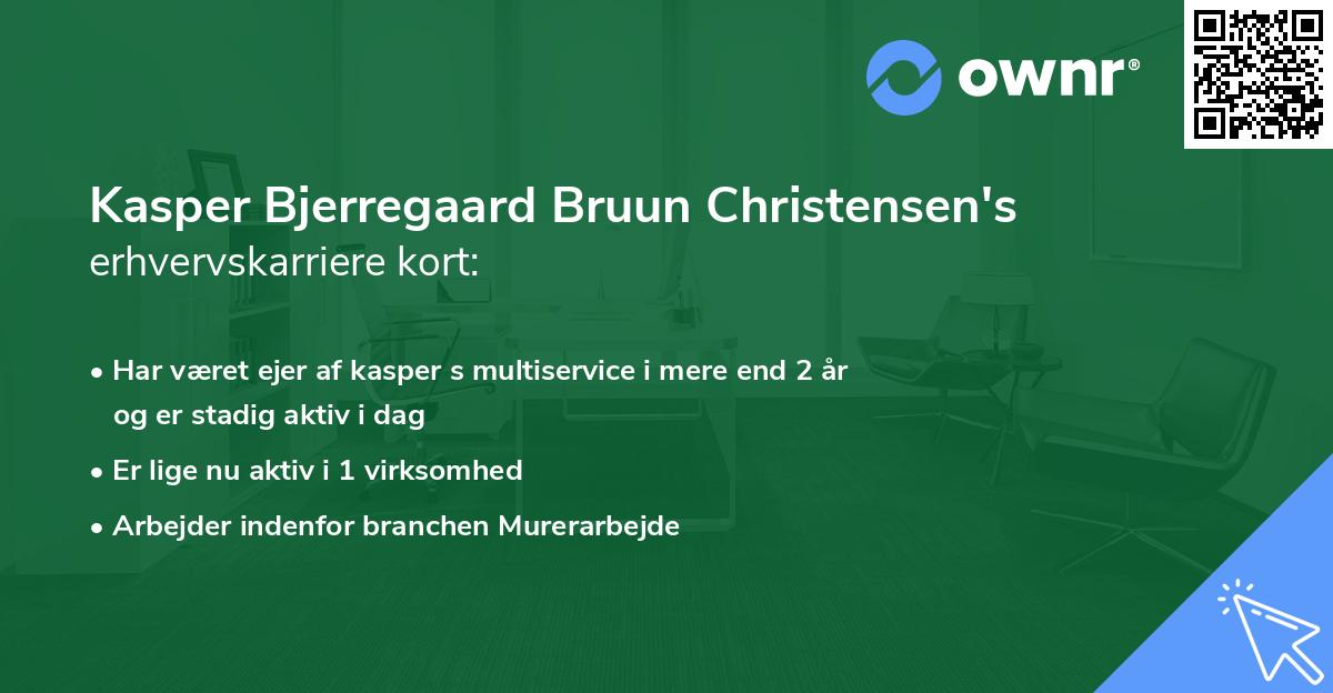 Kasper Bjerregaard Bruun Christensen's erhvervskarriere kort