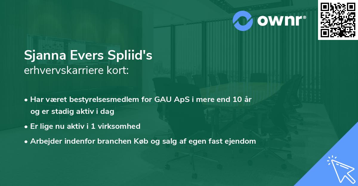 Sjanna Evers Spliid's erhvervskarriere kort