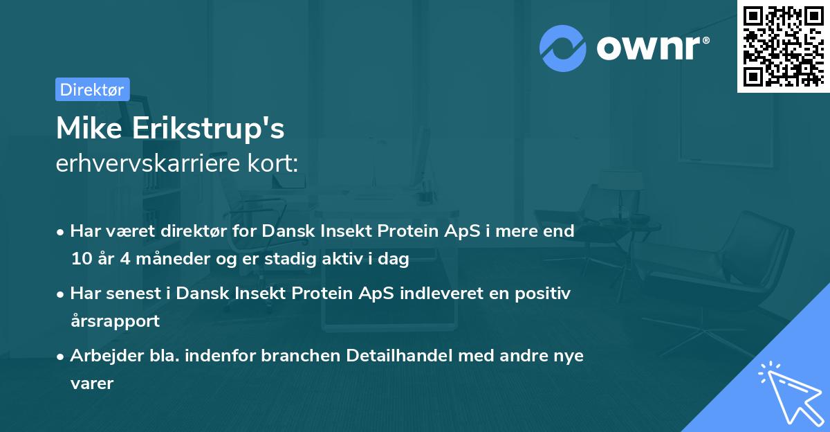 Mike Erikstrup's erhvervskarriere kort