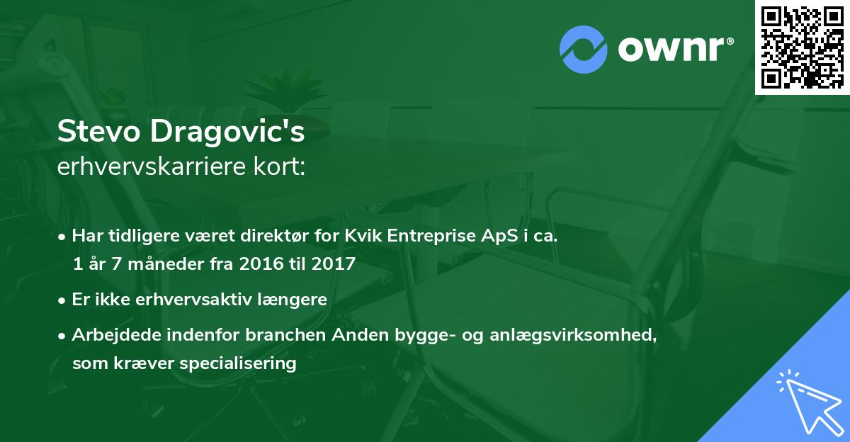Stevo Dragovic's erhvervskarriere kort