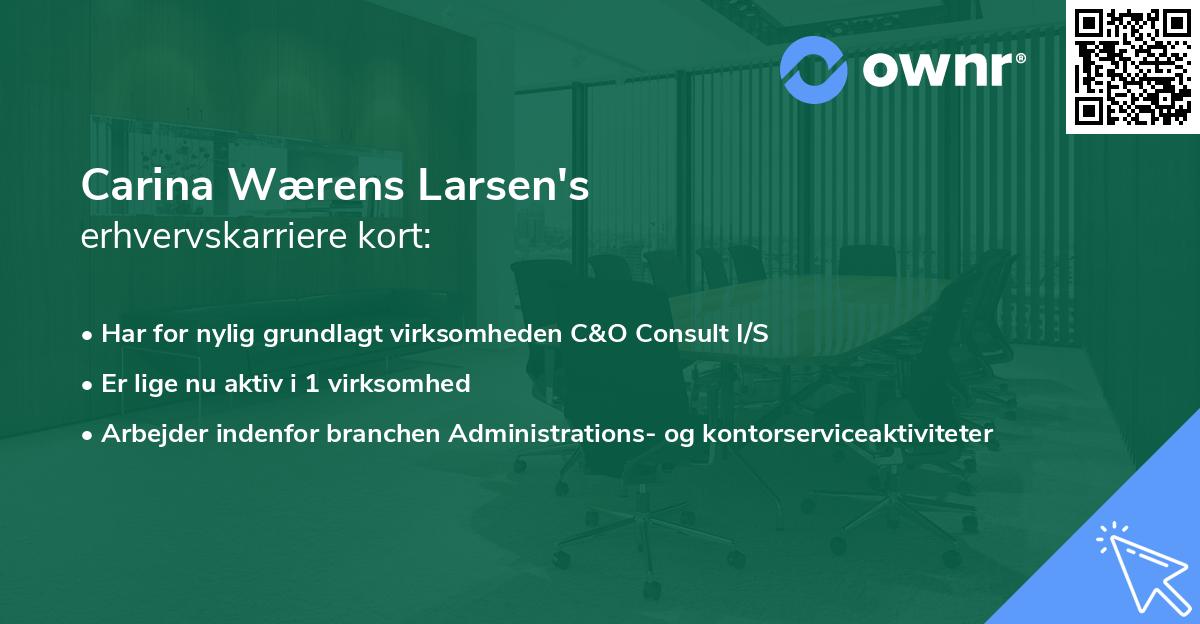Carina Wærens Larsen's erhvervskarriere kort