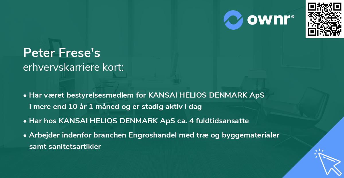 Peter Frese's erhvervskarriere kort