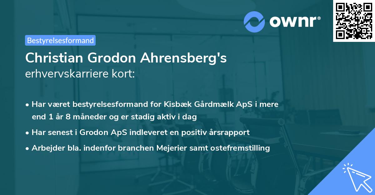 Christian Grodon Ahrensberg's erhvervskarriere kort