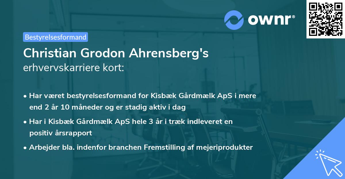 Christian Grodon Ahrensberg's erhvervskarriere kort