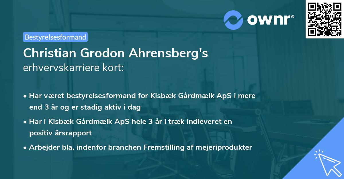 Christian Grodon Ahrensberg's erhvervskarriere kort