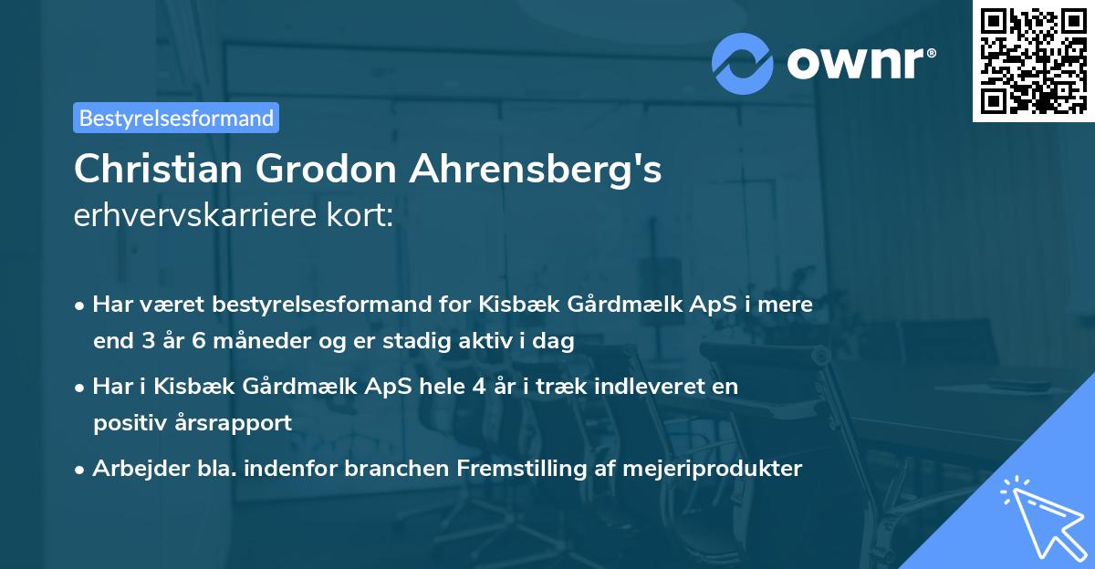 Christian Grodon Ahrensberg's erhvervskarriere kort