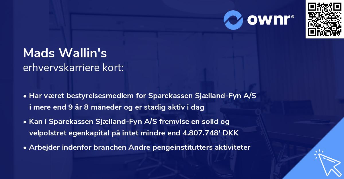 Mads Wallin's erhvervskarriere kort