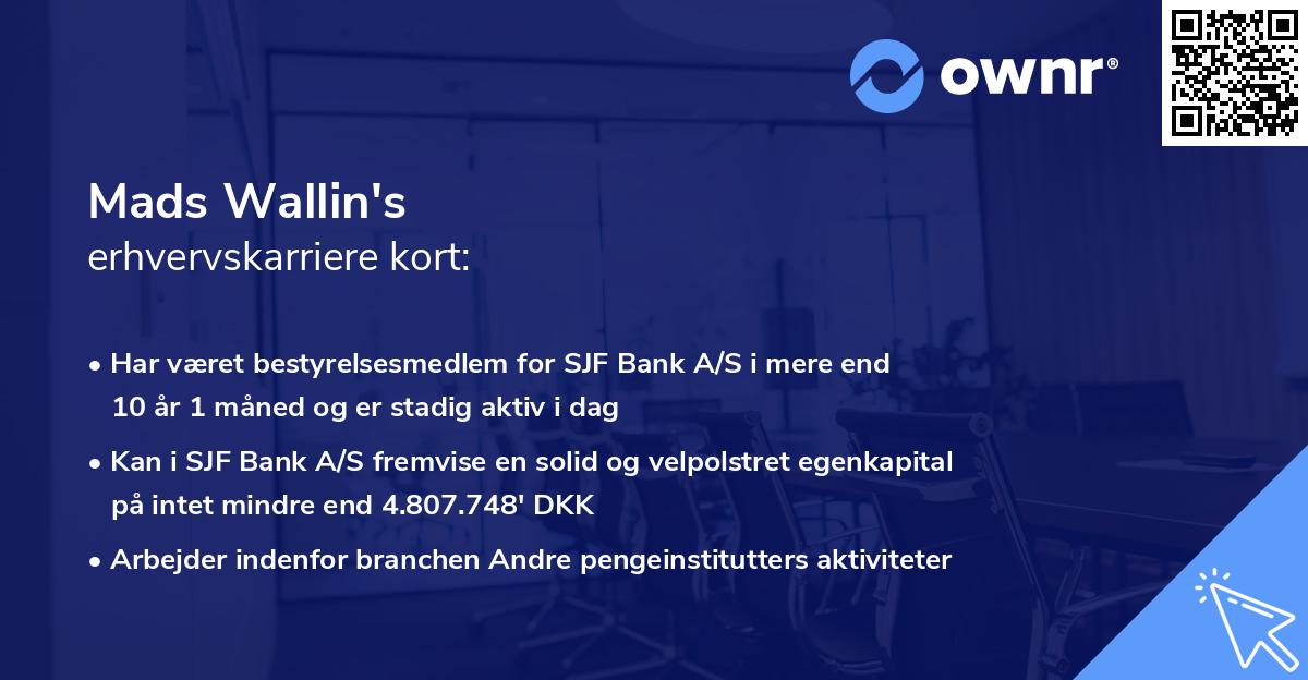 Mads Wallin's erhvervskarriere kort