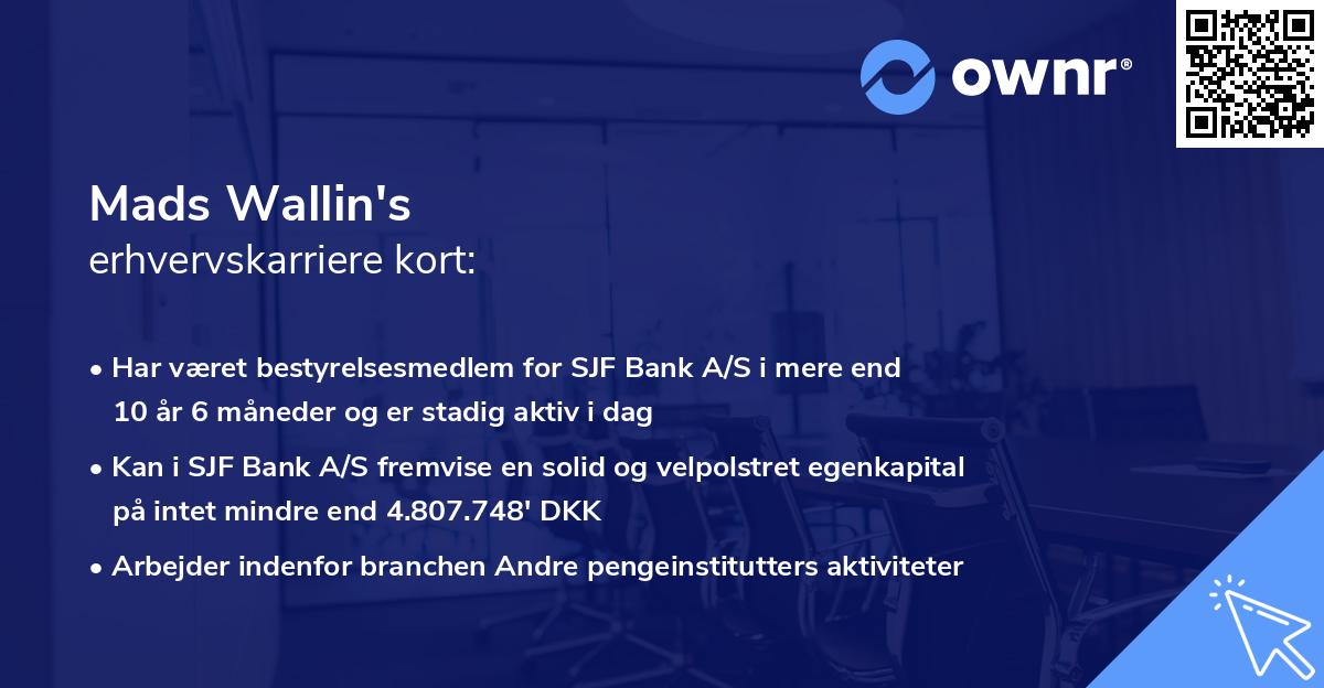 Mads Wallin's erhvervskarriere kort