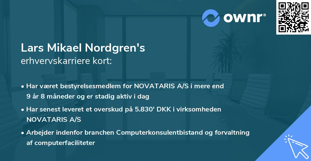 Lars Mikael Nordgren's erhvervskarriere kort