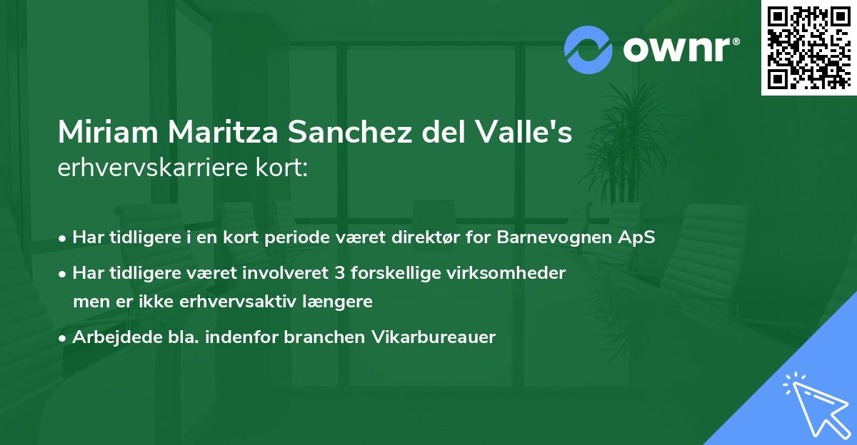 Miriam Maritza Sanchez del Valle's erhvervskarriere kort