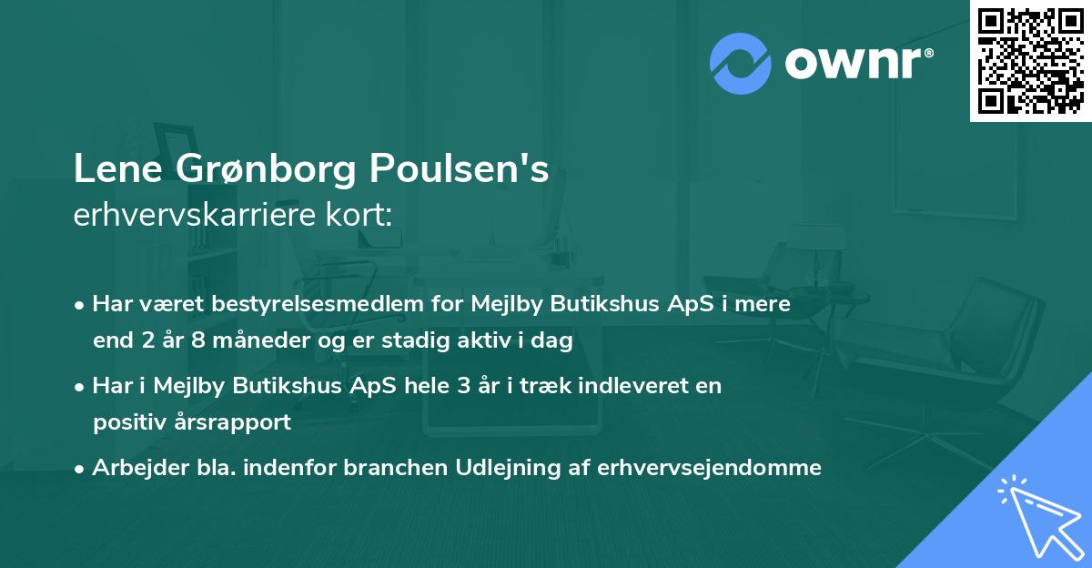 Lene Grønborg Poulsen's erhvervskarriere kort