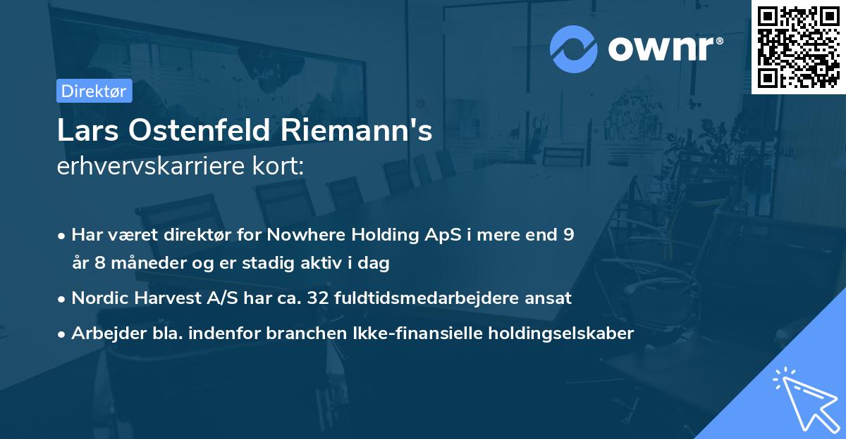 Lars Ostenfeld Riemann's erhvervskarriere kort