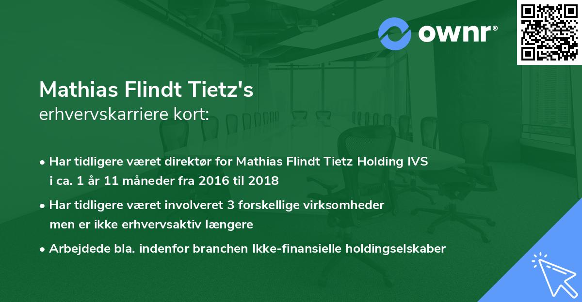 Mathias Flindt Tietz's erhvervskarriere kort