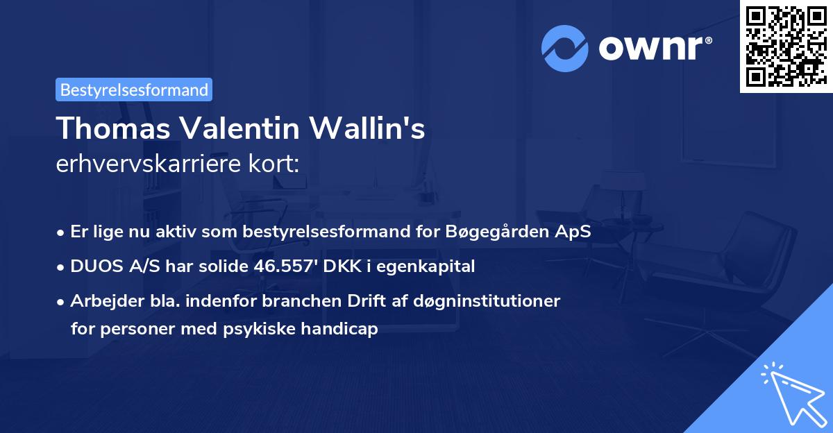 Thomas Valentin Wallin's erhvervskarriere kort