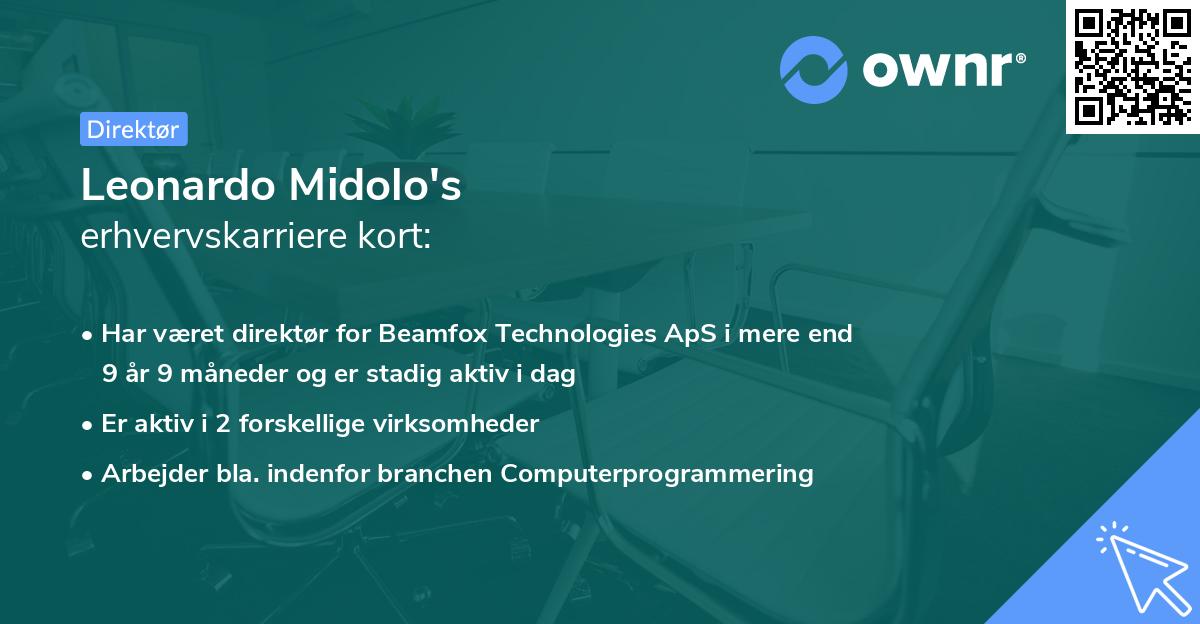 Leonardo Midolo's erhvervskarriere kort