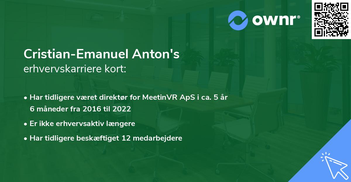 Cristian-Emanuel Anton's erhvervskarriere kort