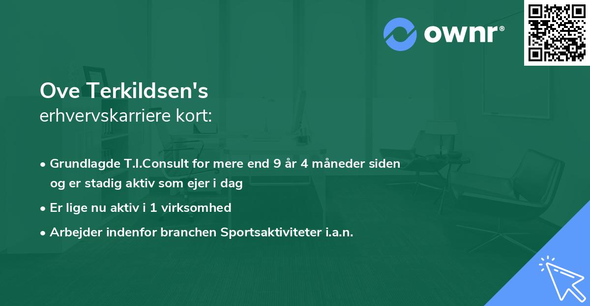 Ove Terkildsen's erhvervskarriere kort