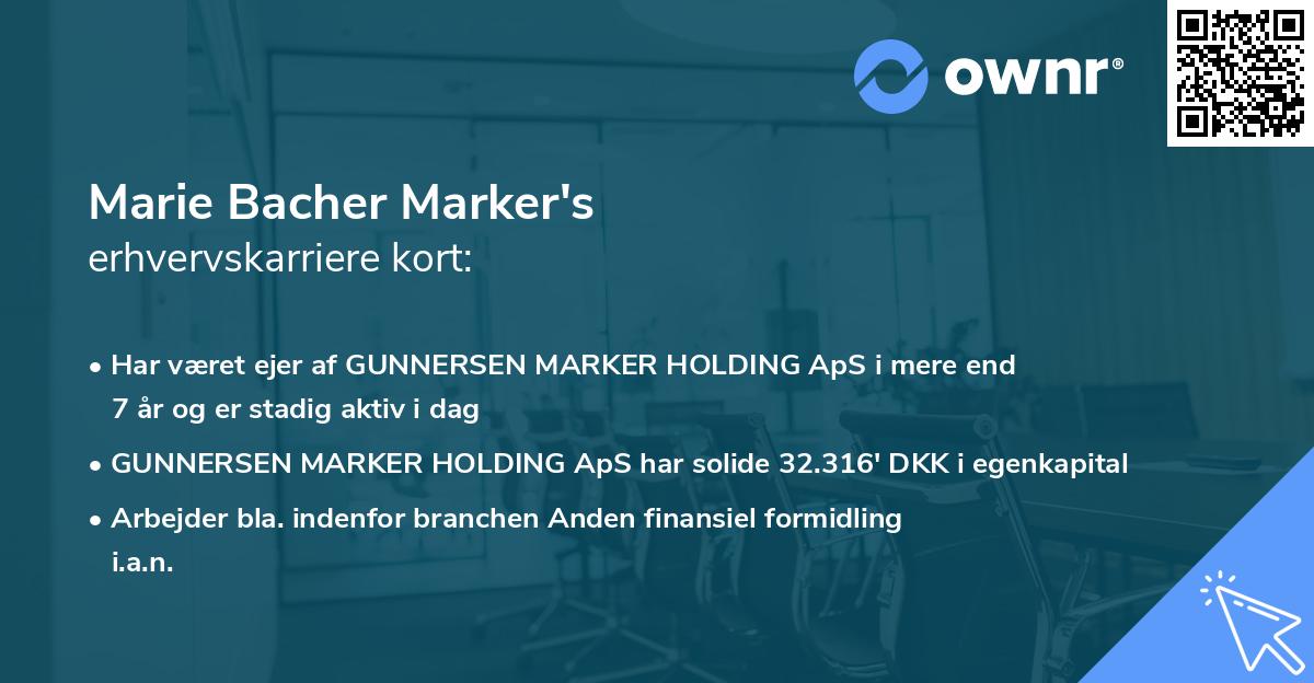 Marie Bacher Marker's erhvervskarriere kort