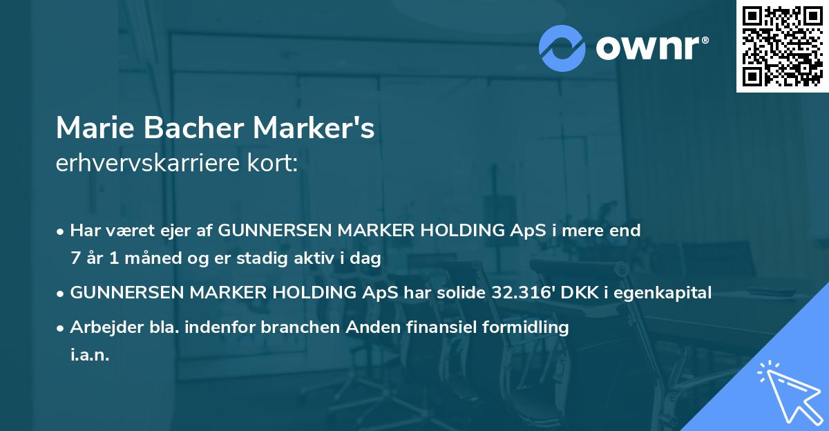 Marie Bacher Marker's erhvervskarriere kort
