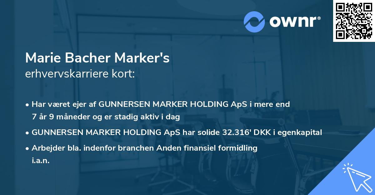 Marie Bacher Marker's erhvervskarriere kort