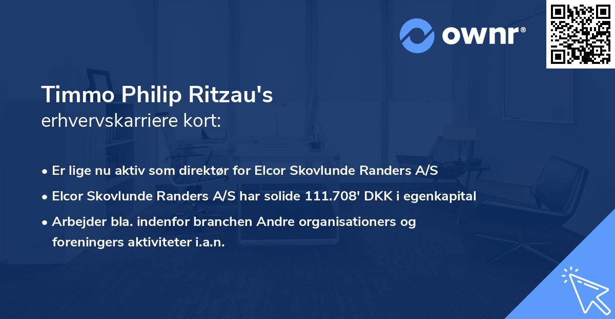 Timmo Philip Ritzau's erhvervskarriere kort