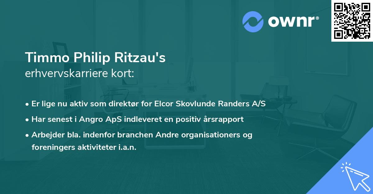 Timmo Philip Ritzau's erhvervskarriere kort