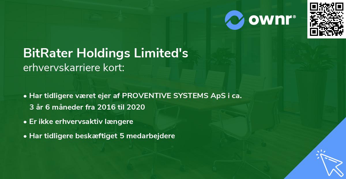 BitRater Holdings Limited's erhvervskarriere kort