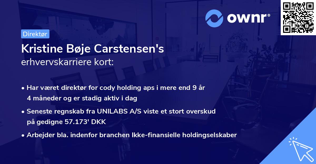 Kristine Bøje Carstensen's erhvervskarriere kort
