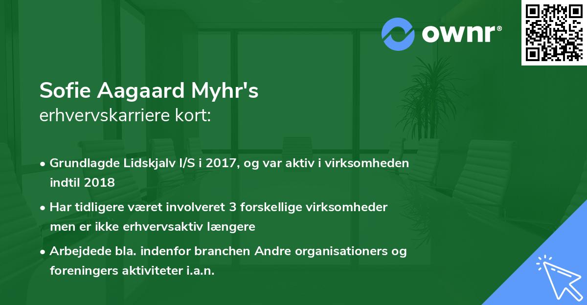 Sofie Aagaard Myhr's erhvervskarriere kort